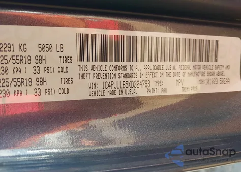 2019 Jeep Cherokee Altitude Fwd z USA, uszkodzony, nr VIN 1C4PJLLB5KD324793